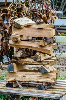 stack of firewood ready for fireplace