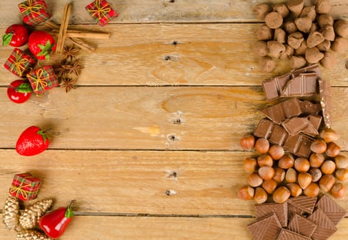 Assorted treats on a table with Christmas decoration