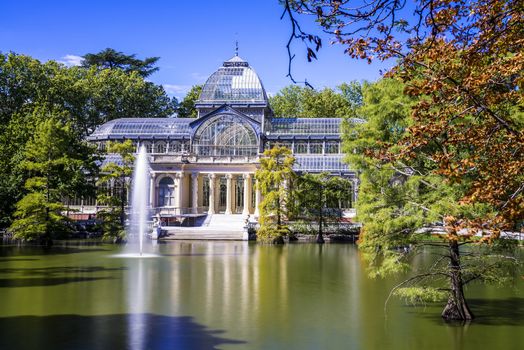 Crystal Palace, Palacio de cristal in Retiro Park,Madrid, Spain. 