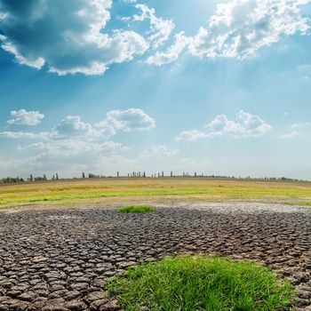 hot sun over drought land