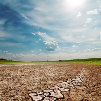 cloudy sky over drought land