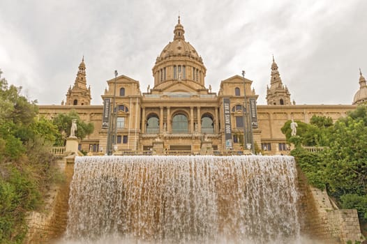 Palace of Montjuic. Barcelona Palau Nacional, the national palace is today an art museum, close to plaza de espana in Barcelona Spain