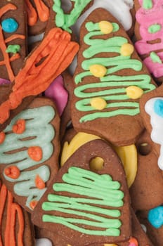 Top view of gingerbread, traditional seasonal biscuits