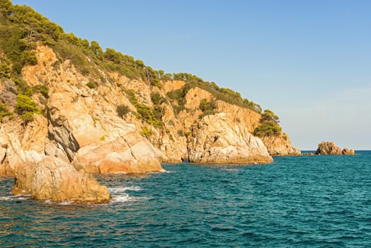Cliffs of the Costa Brava coastline in Catalonia, Spain