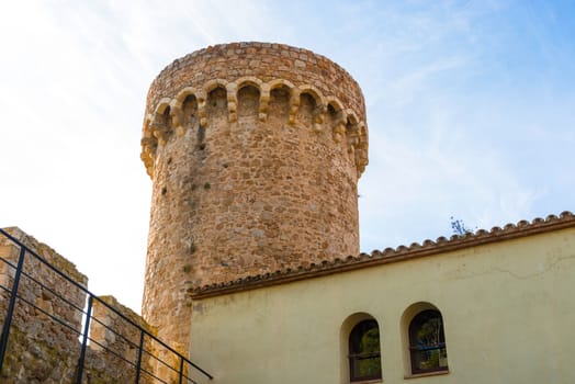 Tower in Tossa de Mar village ancient castle, Costa Brava, Spain