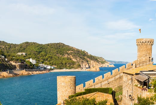 View of Tossa de Mar village from ancient castle, Costa Brava, Spain