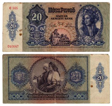 high resolution vintage hungarian banknote from 1941