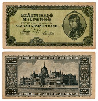 high resolution vintage hungarian banknote from 1946