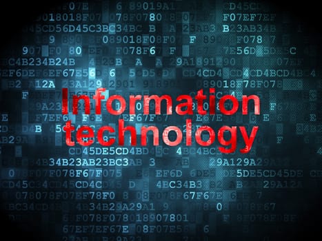 Information concept: pixelated words Information Technology on digital background, 3d render