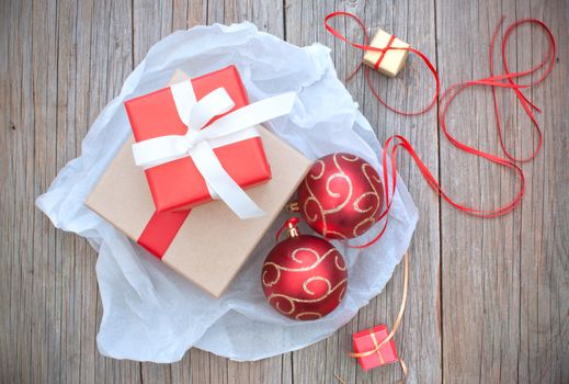 Christmas presents and gifts with decorations