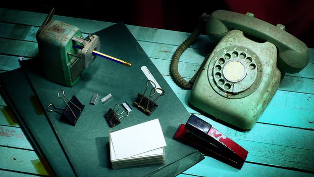 Grunge stationary still life, Ancient office concept