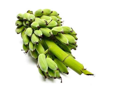 Green banana isolated on white background