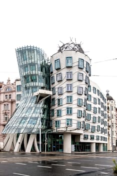 Modern Building called Dancing House in Prague, Czech Republic