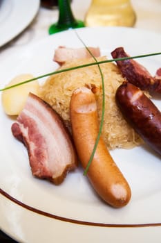 Alsatian Specialty Sauerkraut with Sausage and Ham