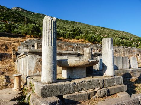 Pillar ruins at Ancient Messini, Messinia, Peloponnese, Greece