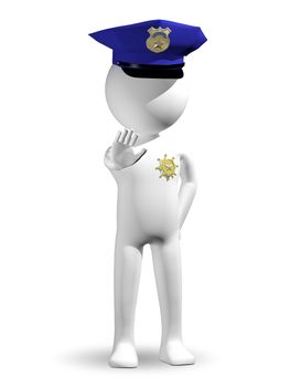 3d illustration of abstract white a policeman