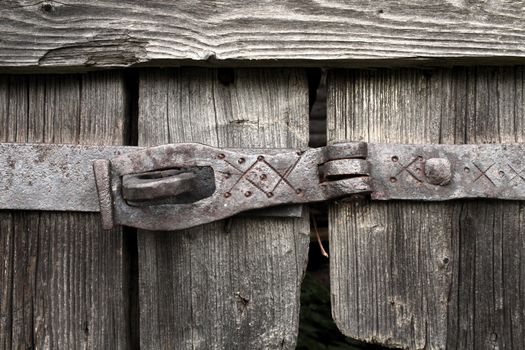 old granary forged door latch close to
