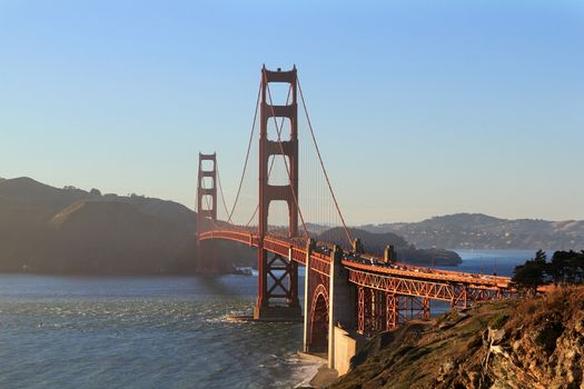 Baker Beach underneath the Golden Gate Bridge in San Francisco. California