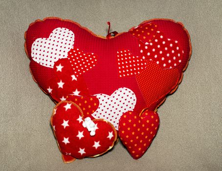 hand made hart shapes from textile and cotton