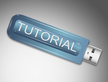 Illustration depicting a usb flash drive with a tutorial concept.