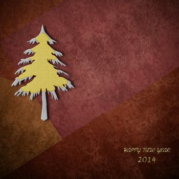 christmas card 2014, gold and silver fir on dark brown background with empty space for text or photo