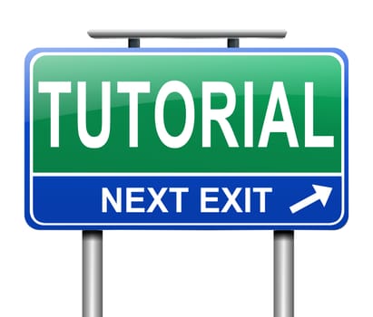 Illustration depicting a sign with a tutorial concept.