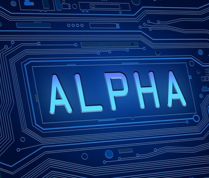 Abstract style illustration depicting printed circuit board components with an Alpha concept.