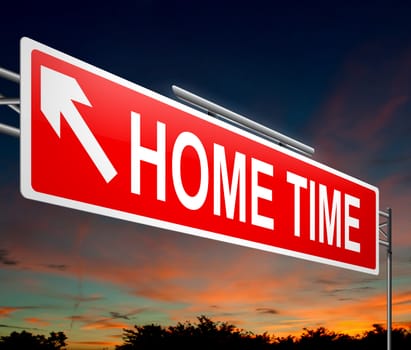 Illustration depicting a sign with a home time concept.