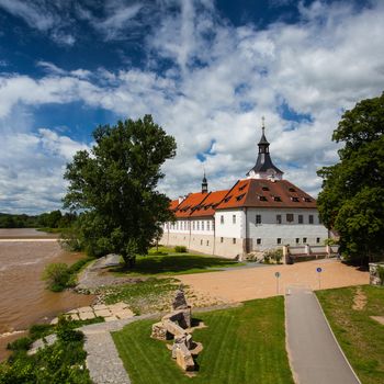 Famous Dobrichovice castle by the Berounka river