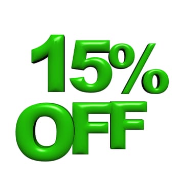 glossy green three-dimensional inscription 15 off