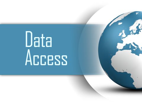 Data Access concept with globe on white background