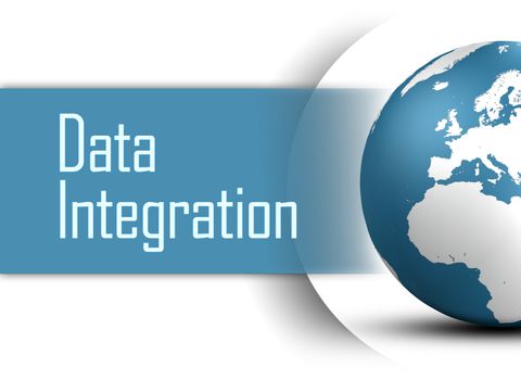 Data Integration concept with globe on white background