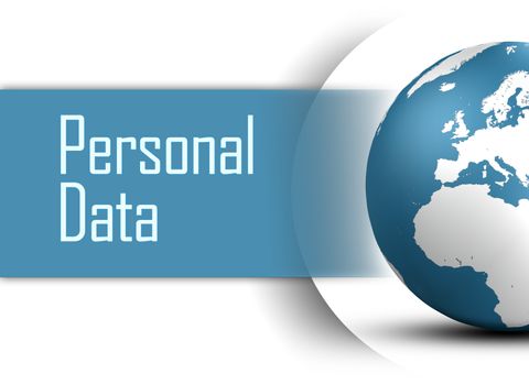 Personal Data concept with globe on white background
