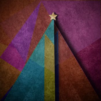 Christmas tree abstract art background  greeting card ,triangle layout design, paper parchment modern background