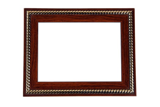 Wooden photo frame on a white background.