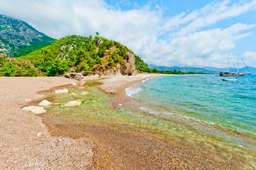 Empty tropical beach on a sunny day