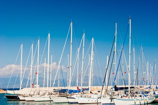 masts of yachts at the marina