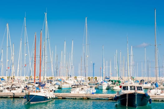 masts of yachts at the marina sea