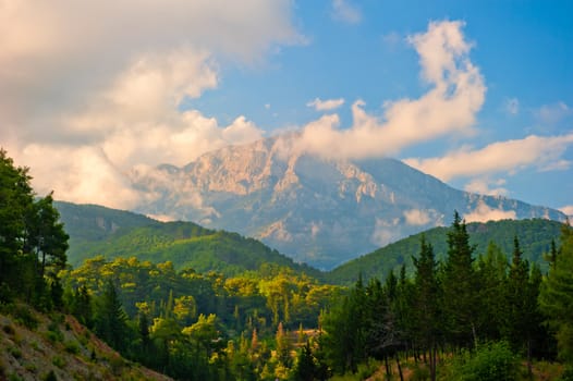 highest mountain tightened light clouds