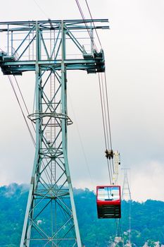 Intermediate support and cableway on Mount Tahtalı. Turkey