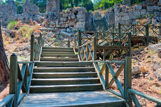 staircase leading to the ruins of Phaselis, Turkey