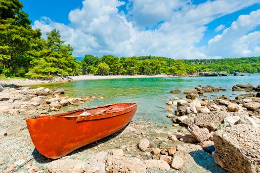 beautiful landscape with a boat and the sea