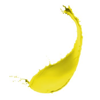 yellow paint splash isolated on white background