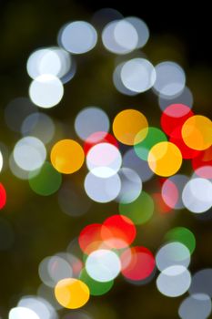 Multicolor Light Orb Background Horizontal Christmas Lights through a long lens