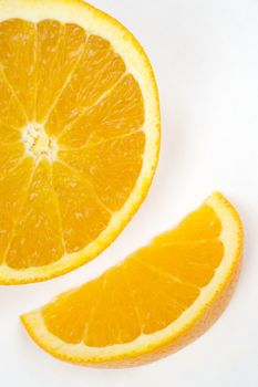 Half a Sliced Raw Food Orange Isolated on White