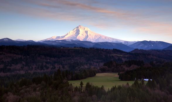 Mount Hood and the Valley near Sandy Oregon Northwestern Landscape