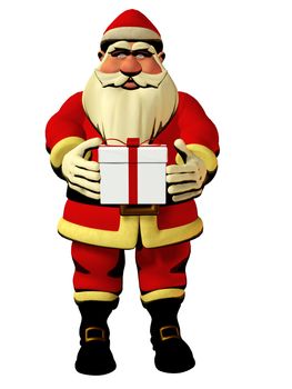 Santa Claus hold in hands gift box - isolated 3d model, christmas holiday illustration