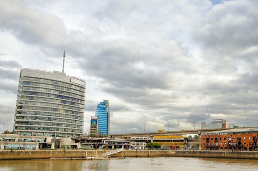 Waterfront view of Puerto Madero neighborhood in Buenos Aires, Argentina