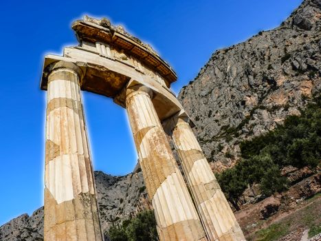 Temple of Athena pronoia at Delphi oracle in Greece