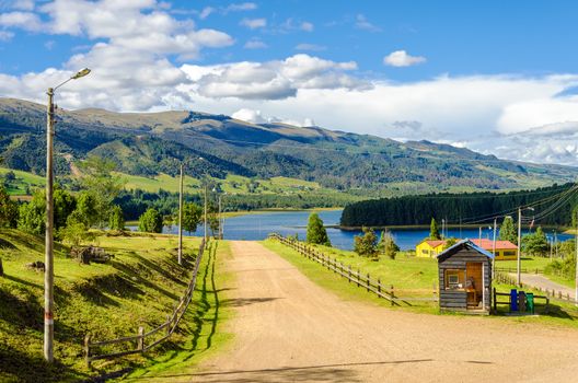 Dirt road leading to Neusa lake in Cundinamarca, Colombia